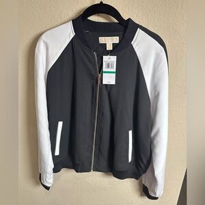 Michael Kors Black and White Varsity Style Jacket